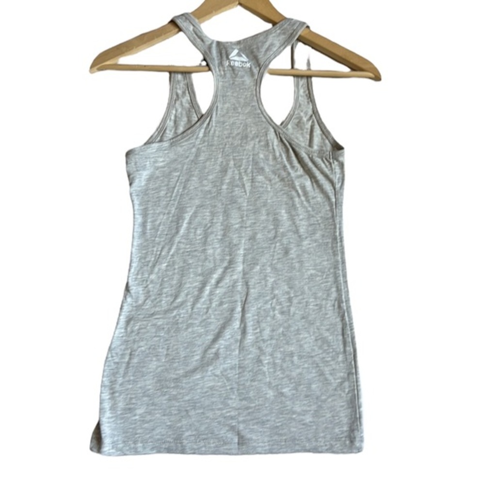 Reebok THIS IS MY SWEAT SHIRT Graphic Heathered Gray Tank Top Size Small New - Picture 6 of 9
